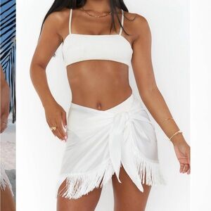 White Fringe Sarong size M/L